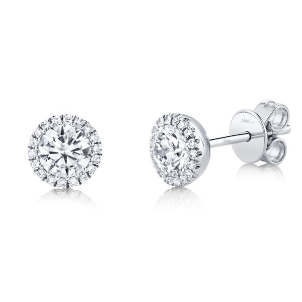 0.80CT-CTR(ROUND) 0.10CT-SIDE DIAMOND STUD EARRING