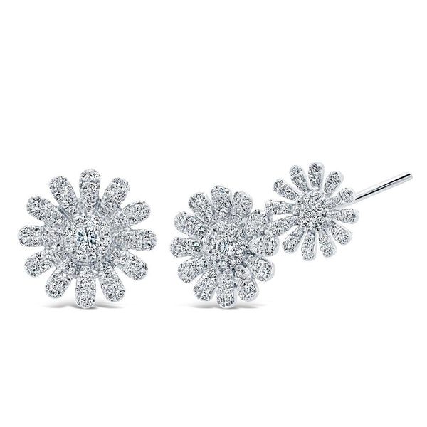 0.39CT DIAMOND FLOWER EAR CRAWLER & STUD EARRING