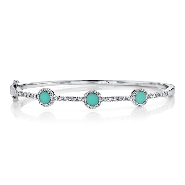 0.56CT DIAMOND & 0.76CT COMPOSITE TURQUOISE BANGLE