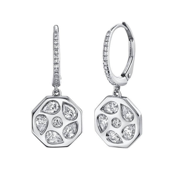 0.86CT DIAMOND PEAR OCTAGON EARRING