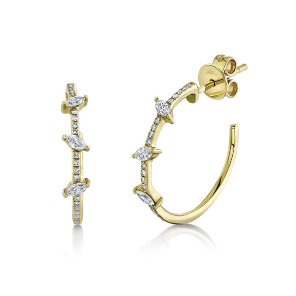 0.38CT DIAMOND MARQUISE HOOP EARRING