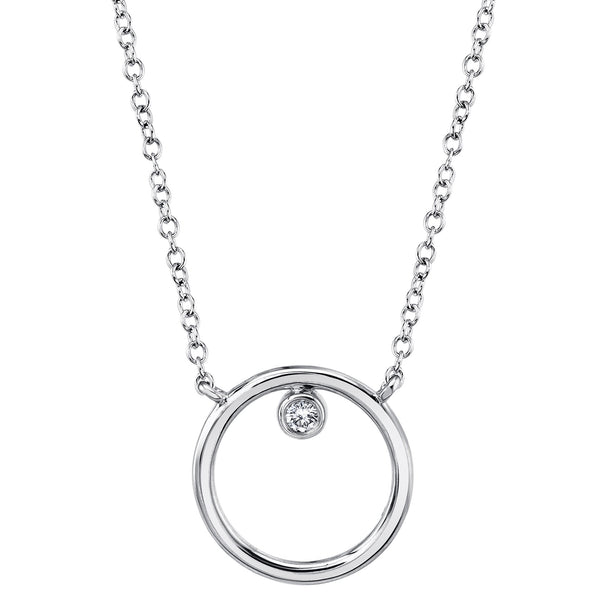 Shy Creation 0.03Ct Diamond Bezel Circle Necklace SC55021211