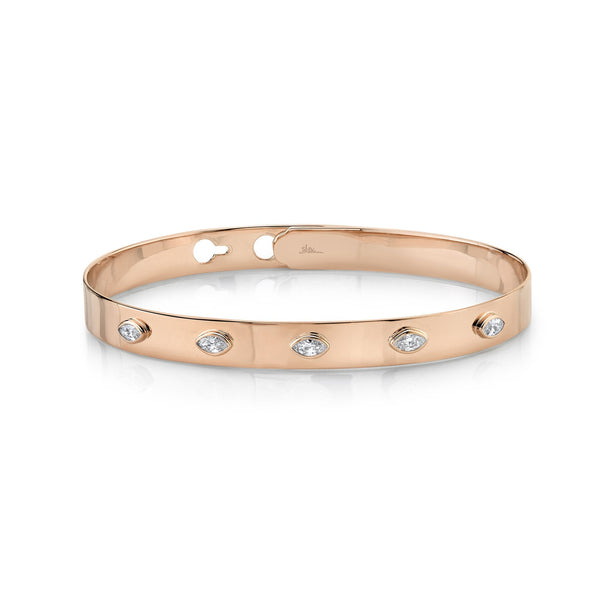 0.41CT DIAMOND MARQUISE BEZEL LATCH LOCK BANGLE