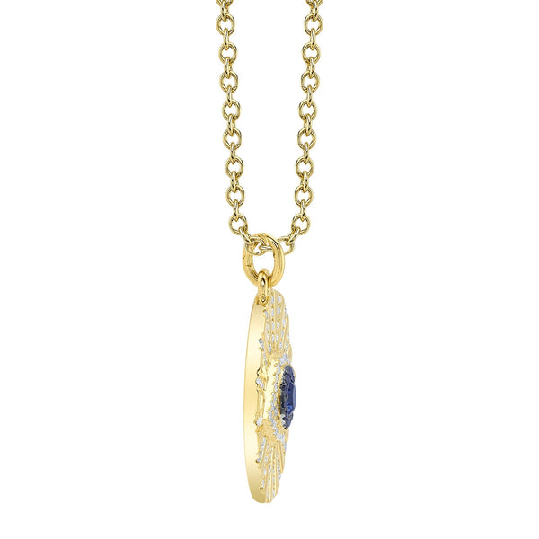 Shy Creation 0.23Ct Black & White Diamond & 0.15Ct Blue Sapphire Eye Necklace SC55021961