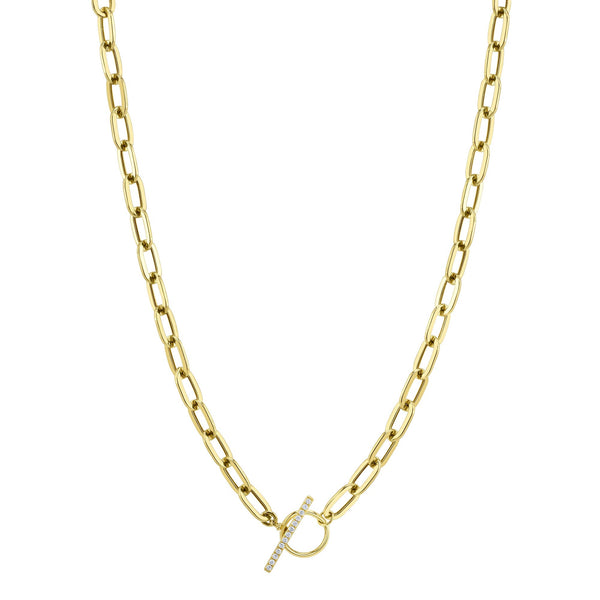Shy Creation 0.13Ct Diamond Paper Clip Link Necklace SC55022370V2