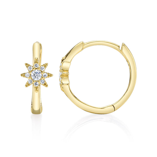 Shy Creation 0.10Ct Diamond Starburst Huggie Earring SC55023013