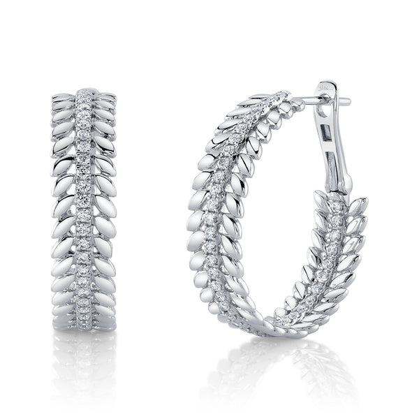 0.72CT DIAMOND LAUREL WREATH HOOP EARRING