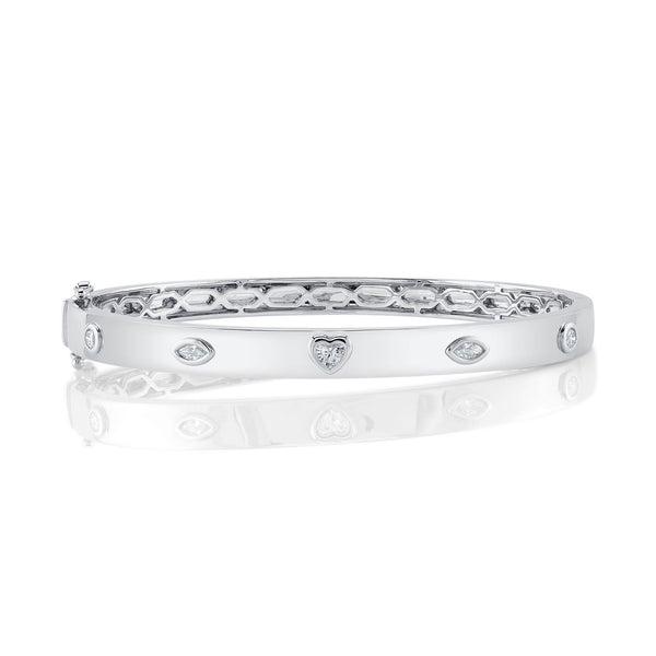 0.35CT DIAMOND HEART MARQUISE BEZEL BANGLE
