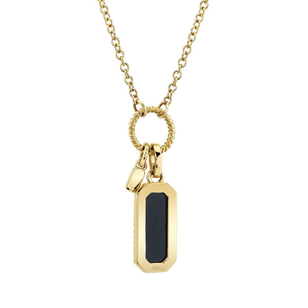 Shy Creation 0.13Ct Diamond & 0.60Ct Black Onyx Dog Tag Necklace SC55024173