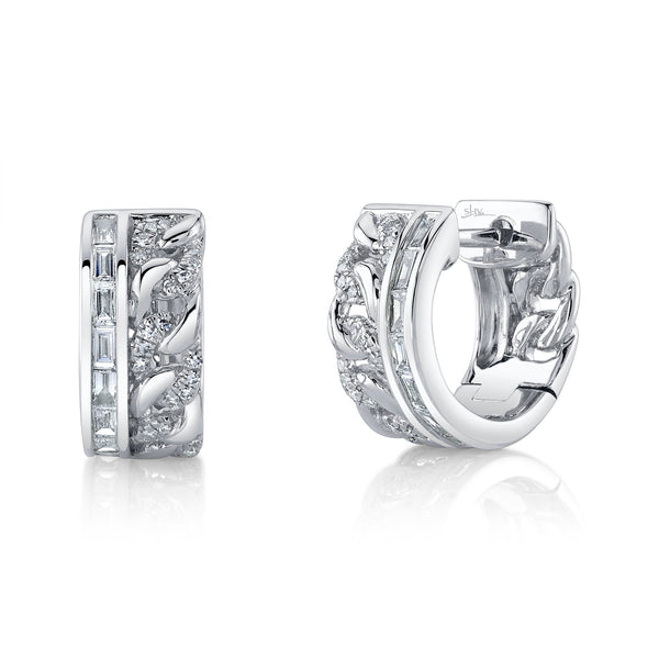 0.39CT DIAMOND BAGUETTE LINK HUGGIE EARRING