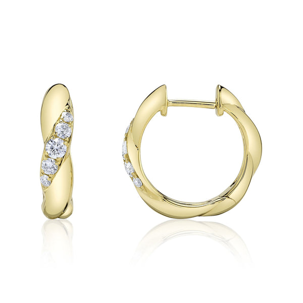 Shy Creation 0.23Ct Diamond Twisted Huggie Earring SC55025182