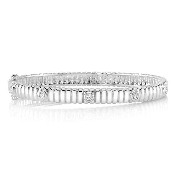 0.33CT DIAMOND BEZEL RIBBED BANGLE
