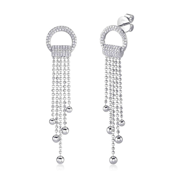0.42CT DIAMOND FACETED BALL CHAIN FRINGE EARRING