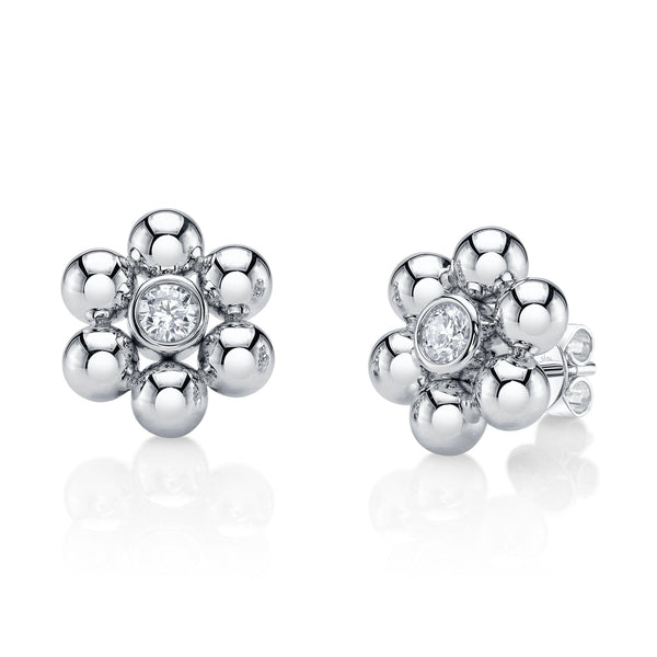 0.38CT DIAMOND BEZEL FLOWER STUD EARRING
