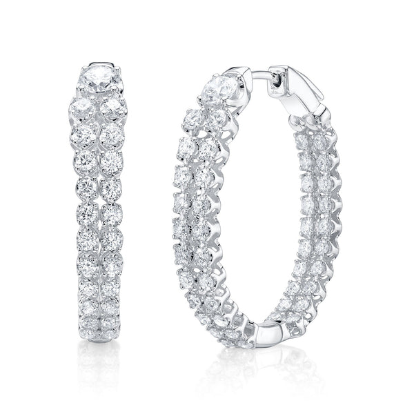 0.80CT-CTR(ROUND) 2.30CT-SIDE DIAMOND CROWN SETTING HOOP EARRING