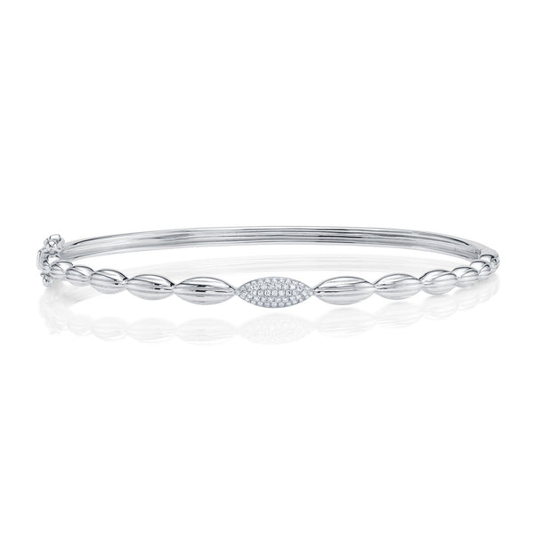 0.11CT DIAMOND PAVE RIBBED MARQUISE BANGLE