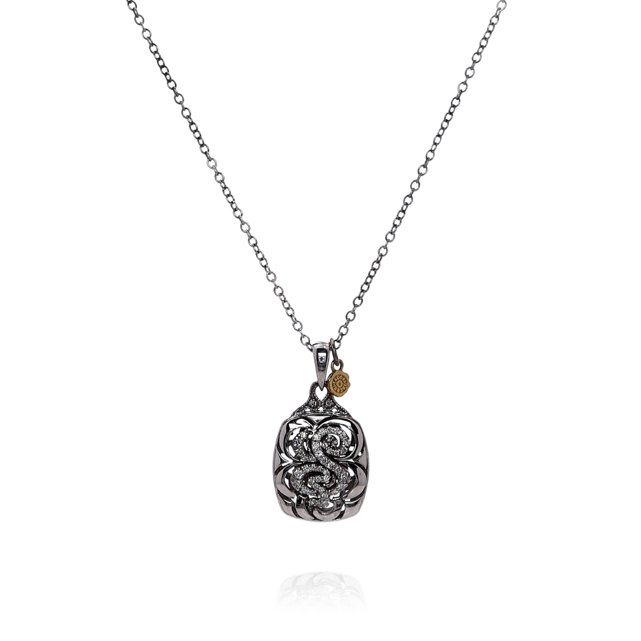 Tacori Sterling Silver Letter "S" Diamond Pendant Necklace