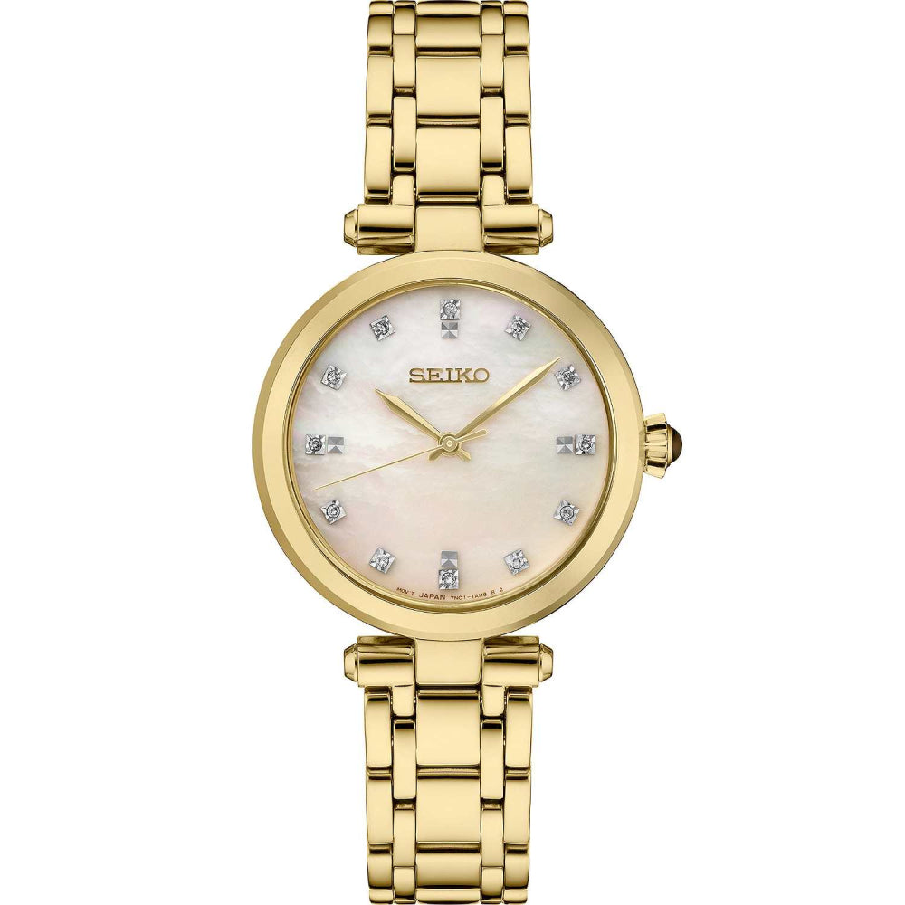 Seiko Diamond Collection Gold-Tone Quartz Watch with Diamonds, SRZ536