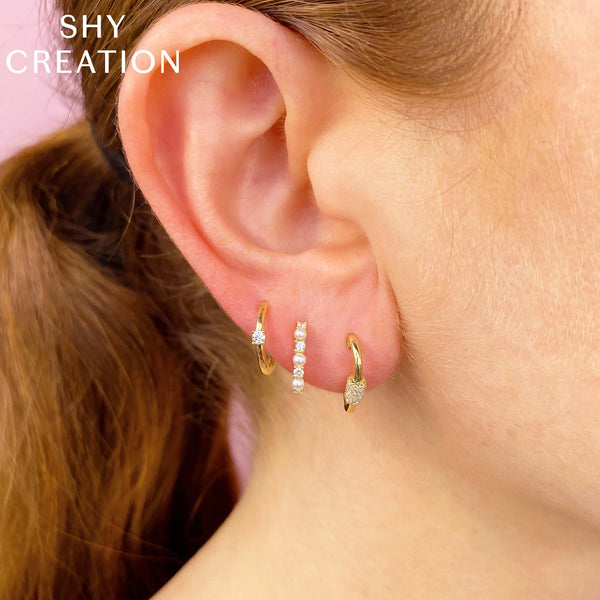 Shy Creation 0.08Ct Diamond Huggie Earring SC55023233