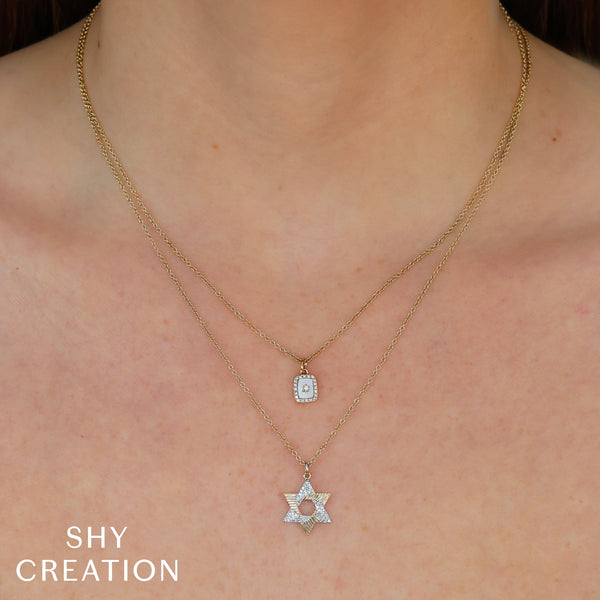 Shy Creation 0.11Ct Diamond Star Of David Necklace SC55027465