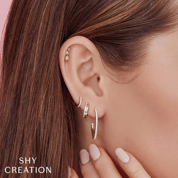 Shy Creation 0.08Ct Diamond Huggie Earring SC55006225
