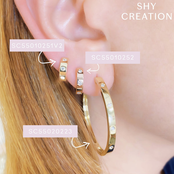 Shy Creation 0.19Ct Diamond Hoop Earring SC55020223