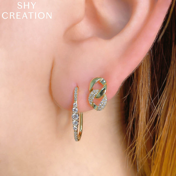 Shy Creation 0.29Ct Diamond Oval Hoop Earring SC55022231H0.80