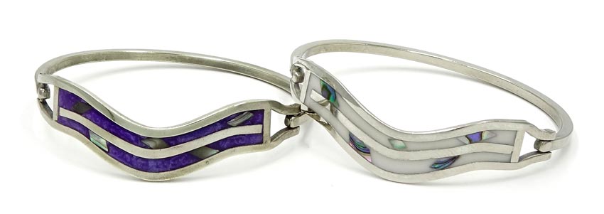 Vintage Inlay Double Wave Alpaca Bracelet Pick Your Color