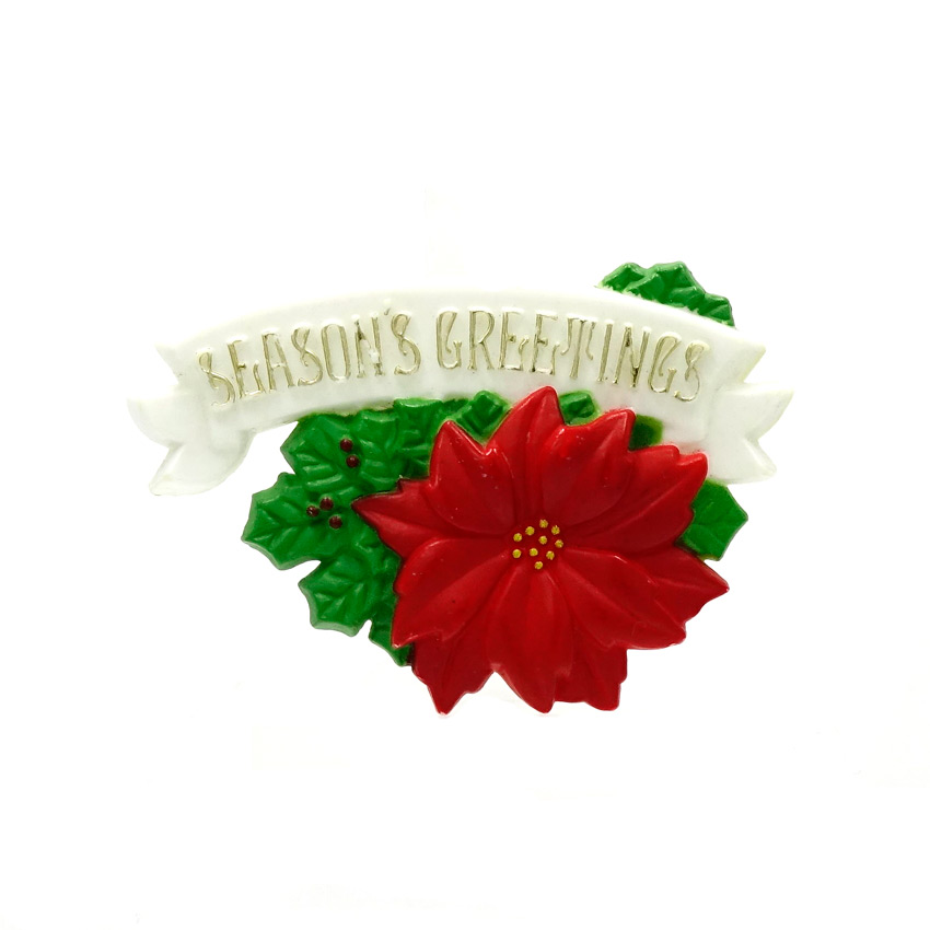 Seasons Greetings Poinsettia Pin By American Greetings 1980
