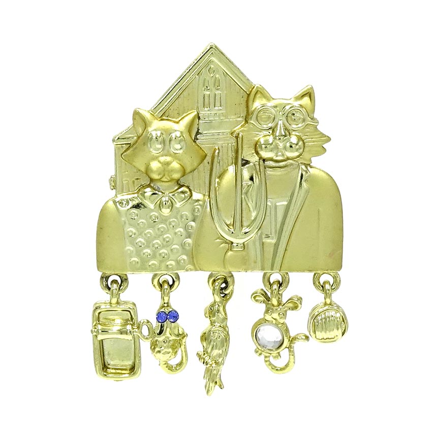 Vintage American Pawthic Cat Brooch By AJC