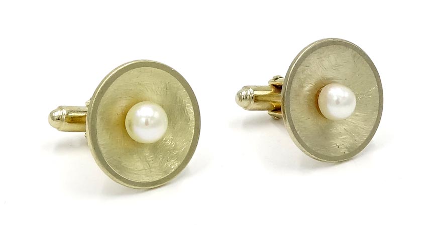 Vintage Gold And Freshwater Pearl Cufflinks By Anson