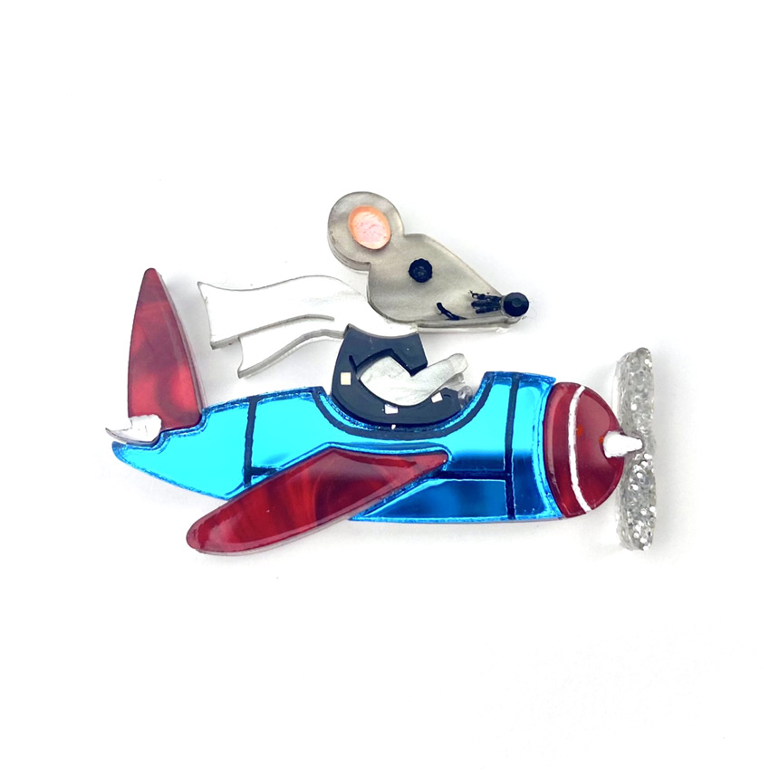 Aviator Mouse Mini Brooch By Wildworth Design Co.