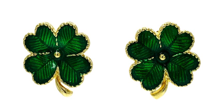 Enamel Four Leaf Clover Earrings Avon Pierced Or Clips