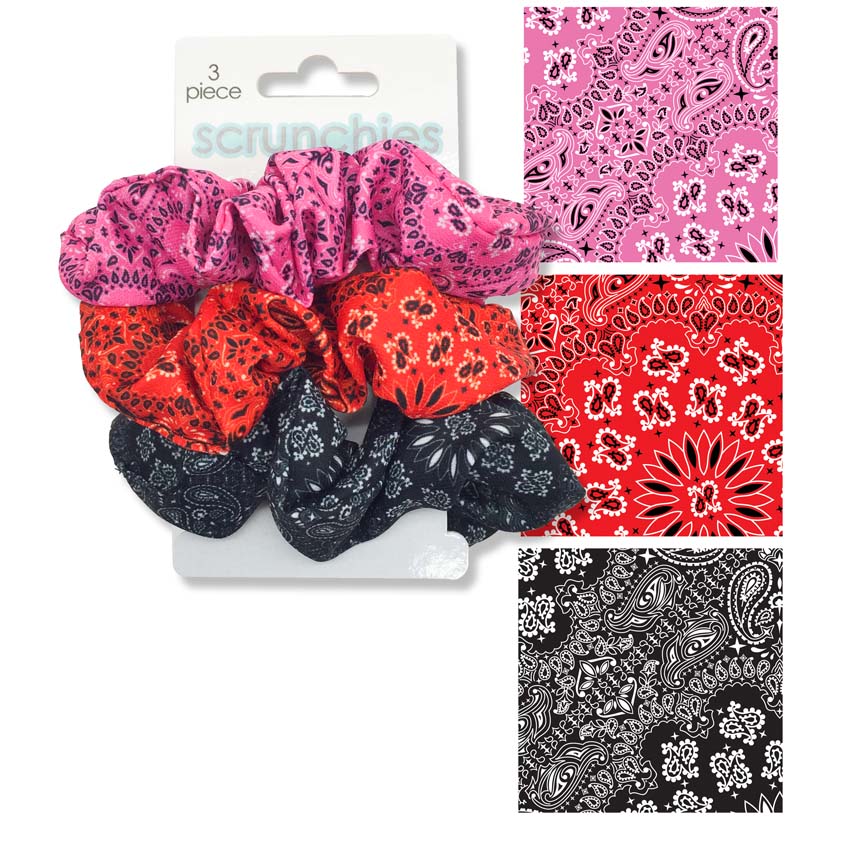 Bandana Print Hair Scrunchies Set Of Three