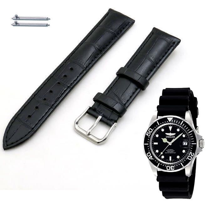 Black Croco Leather Watch Band Strap Fits Invicta Pro Diver 40mm 9110 #1041