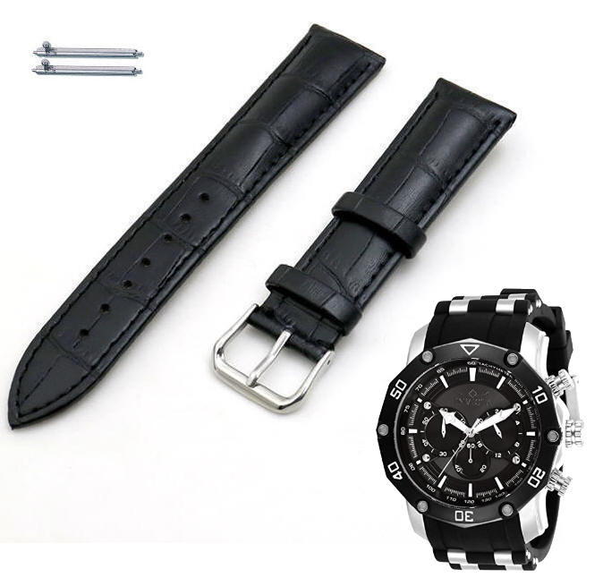 Black Croco Leather Watch Band Strap Fits Invicta Pro Diver 50mm 28753 # 1041