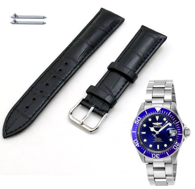 Black Croco Leather Watch Band Strap Fits Invicta Pro Diver 9094 9094OB #1041