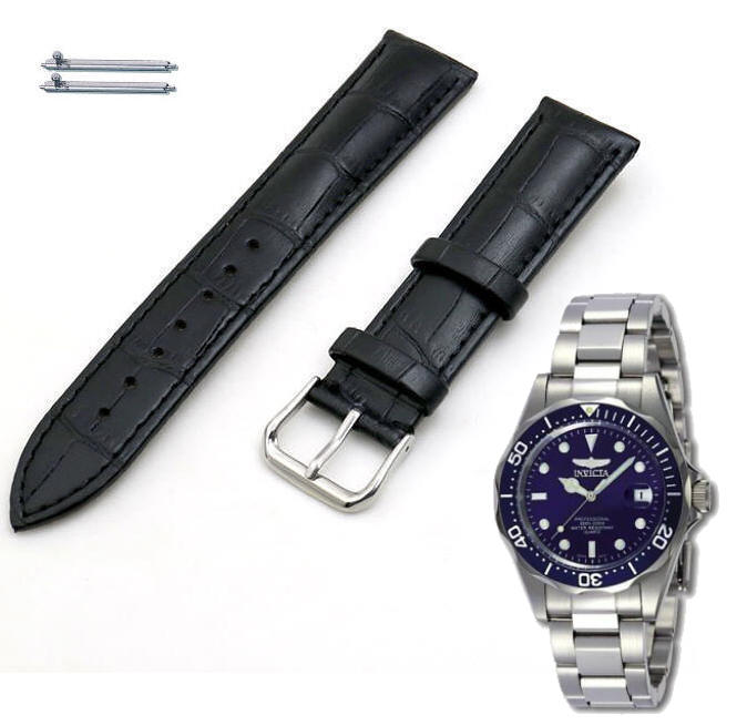 Black Croco Leather Watch Band Strap For Invicta Pro Diver 37.5mm 9204 9204OB 41