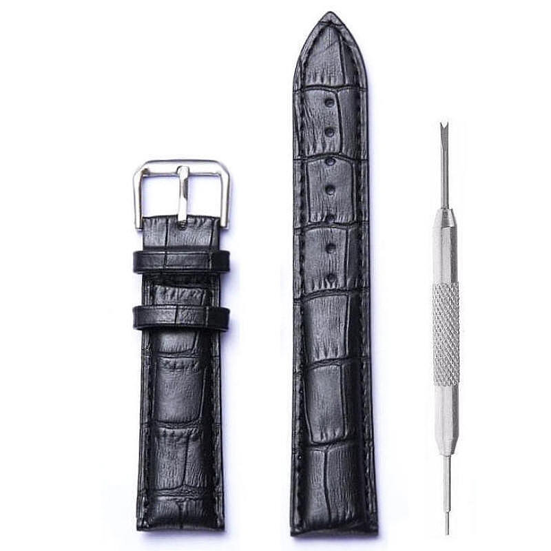 Black Croco Leather Replacement Watch Band #1041-16