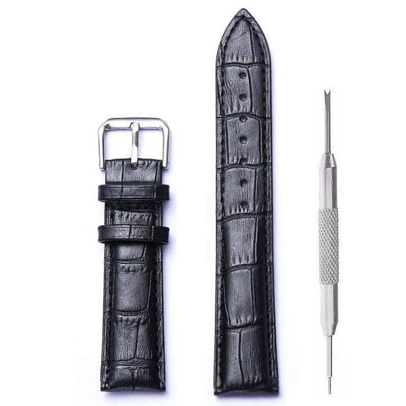 Black Croco Leather Replacement Watch Band #1041-18