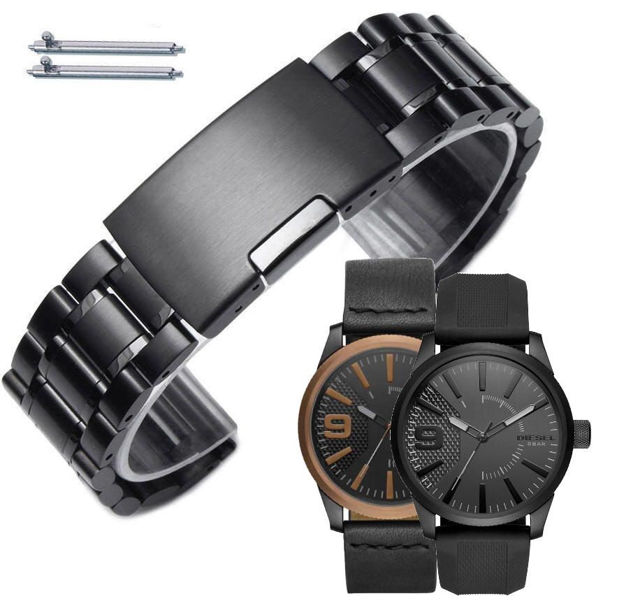 Black Metal Replacement Watch Band Fits Diesel Rasp DZ1841 DZ1807 DZ1764 DZ1840