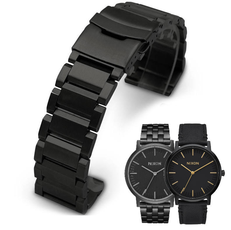 Black Metal Steel Replacement Watch Band Fits Nixon Porter 40mm #5002