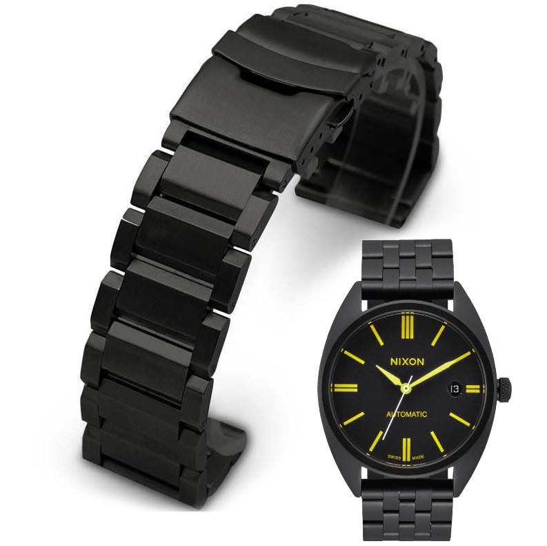 Black Metal Steel Replacement Watch Band Fits Nixon Supremacy 40mm #5002