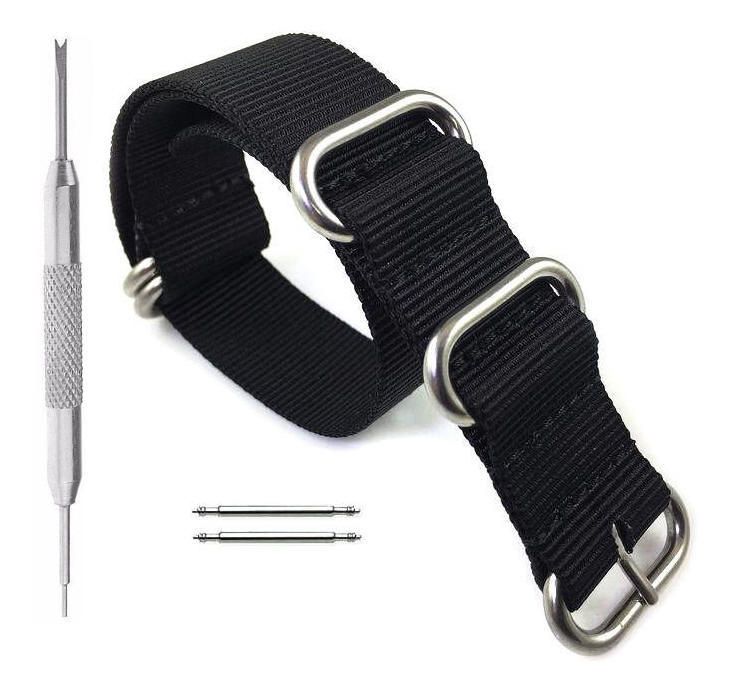 Black Nylon Military Style One Piece Watch Band # 3013-20