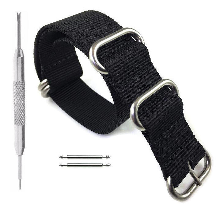 Black Nylon Military Style One Piece Watch Band # 3013-22