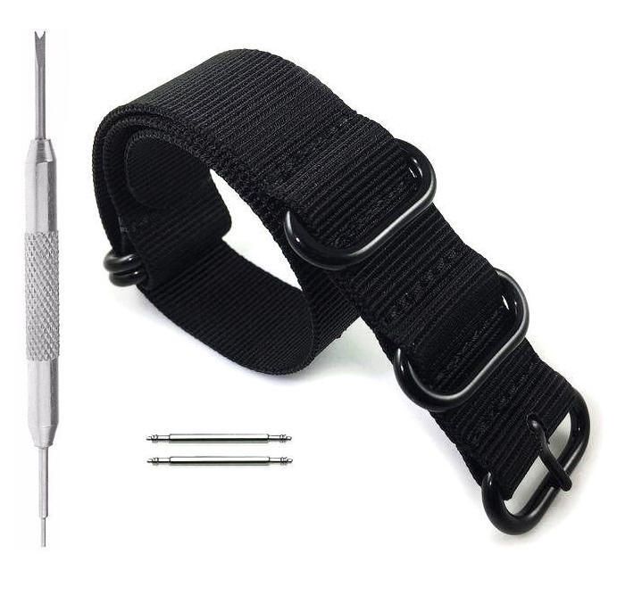 Black Nylon Military Style One Piece Watch Band # 3014-22
