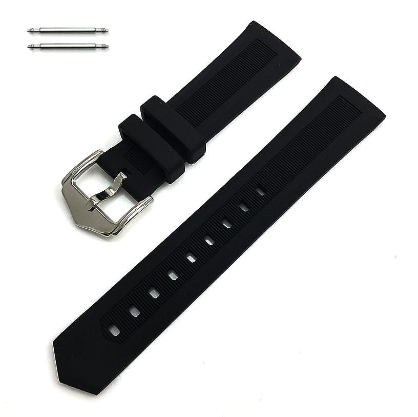 Black Silicone 20mm Replacement Watch Band Strap #4411