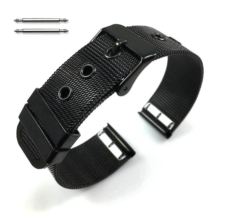 Black Stainless Steel Thin Mesh 18mm Replacement Watch Band Strap #5107