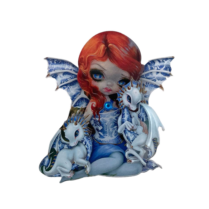 Blue Willow Dragonlings Brooch By Wintersheart