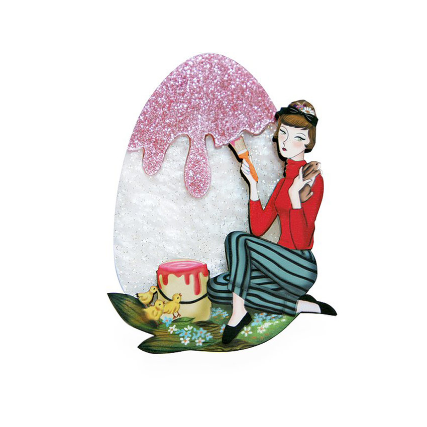 Painted Easter Egg Girl Brooch By Laliblue